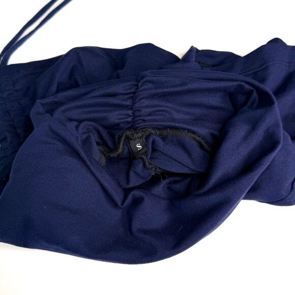 Kaneta Navy Blue High-Rise Ruched Workout Shorts with Side Ties – Size S - Picture 3 of 5